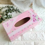 【受注製作】世界にひとつだけの＊淡いピンク薔薇のティッシュケース＊母の日ギフト　プレゼント　結婚・新築祝い　トールペイント