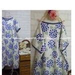 **ブルー紫陽花柄のワンピース cotton**
