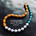 NC236-94ターコイズMagnesite+Japan VINTAGE*ネックレス　asymmetry38㎝  *送料無料* 　