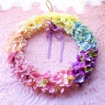 ≪虹色あじさいリース≫ ビビット(27cm) フラワーアレンジメント