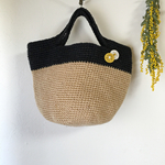 【送料無料】ブローチ付き麻紐かごbag