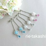 選べる３色🎵スワロフスキー紫陽花と雫スワロフスキーが揺れるピアス 