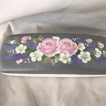 薔薇のメガネケース★トールペイント★グレー