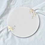 ディスプレイプレート　ラウンド　ホワイト × ゴールド　送料無料