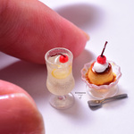 昭和レトロ　レモンスカッシュ＆カスタードプリン 1/12サイズ ミニチュアフード 　純喫茶
