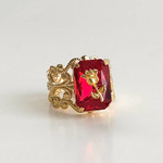 大ぶりクリスタルガラス・ロマンティック リング｜レッド 赤 アンティーク 宝塚 ゴシック ロココ クリスマス