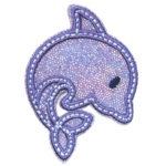 イルカワッペン（パープル）🐬アイロンアップリケ｜ゆめかわ・海モチーフ・かわいい・入園入学・ハンドメイド