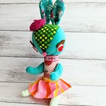 レトロポップうさぎのぬいぐるみ●ブルーグリーン