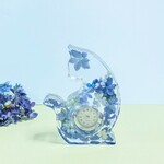 紫陽花　猫時計　青系