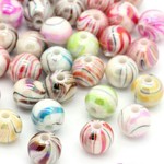 【直輸入】ストライプマーブルビーズ*30個セット*8mm*      