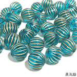 ゴールドライン ビーズ 12mm ブルーグリーン 30個【アンティーク調パーツ】