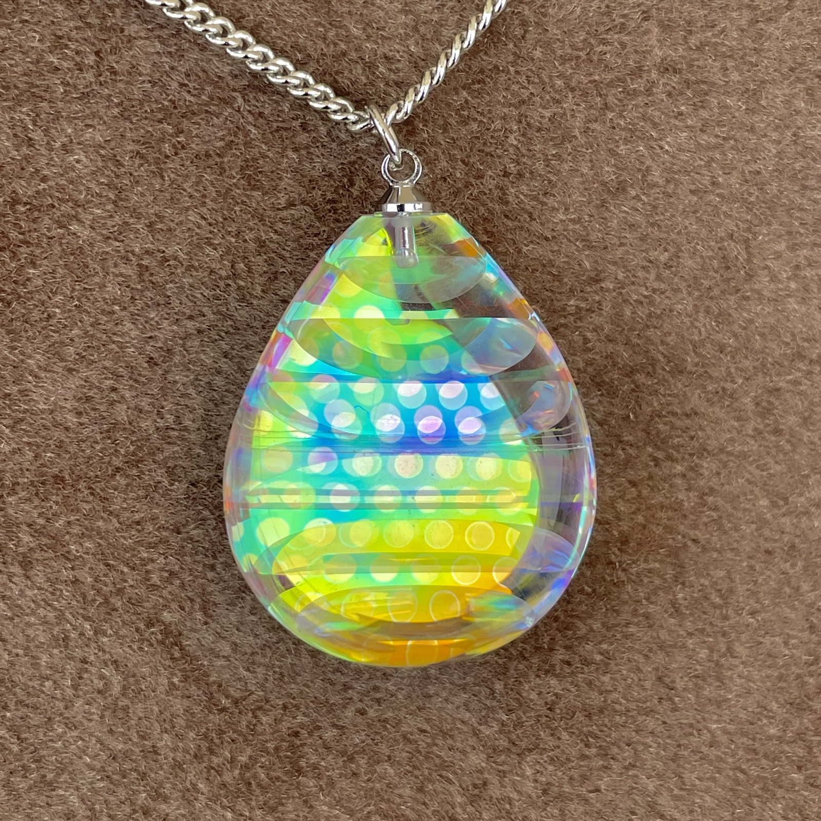 🌈ダイクロガラス多層水玉ドロップペンダント🌈 - Fire works glas art