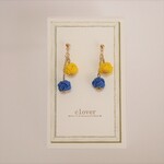 水引　ピアス　ゆれるあわじ玉　黄×青