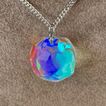🌈ダイクロガラスレッド水色の多角ドロップペンダント🌈