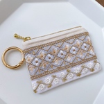 【ミニ】インド刺繍のファスナーポーチ【白】
