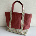 11号帆布　ミニトート　ランチバック　ハンドバッグPink/Flower