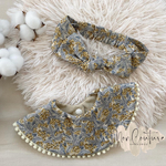 リバティ風プリント bib&hairband set