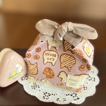 🍙サイズ＊丸いリボンのお弁当袋＊軽食用 小さめお弁当袋 おやつ袋  キャットブレッド  アッシュピンク