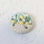【Lemon Basket】刺繍 ブローチ 38mm