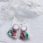 ◆NEW◆1点ものpurple flowerインド刺繍ピアス
