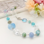 [再]水色✴︎クリアーのロングネックレス