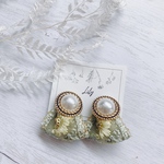 💐NEW💐くすみGreenレトロインド刺繍ピアス◆