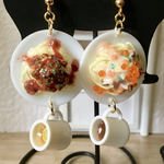 ミニチュア ミートソースとクリームパスタ・ドリンク付　ピアス