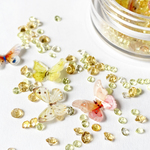 【封入材】蝶舞う輝石の花庭【向日葵】レジン 封入 Vカットストーン 蝶々 イエロー 126UV042