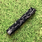 水筒肩紐カバー☆マジックテープタイプ　恐竜ネイビー×ヒッコリー柄　ストライプ