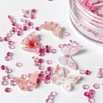 【封入材】蝶舞う輝石の花庭【薔薇】レジン 封入 Vカットストーン 蝶々 ローズ ピンク 126UV041