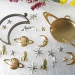 宇宙のセッテイングセット☆ミール皿・枠と封入パーツ20個　星・月・