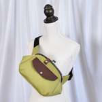 ☆前ポケット付き☆がまぐちボディバッグ・丸・抹茶