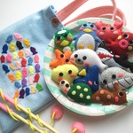 フェルト★かわいいお魚釣り～（お片付けバッグ付き・釣り竿2本）