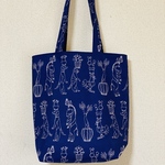 並んだどうぶつネイビー☆A4たて型マチつきトートバッグ♪