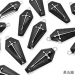 黒い十字架エナメルチャーム シルバー 4個【十字架パーツ】