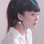 コットンパールブラックリボンピアス
