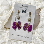 推しカラー ぷらぷら リボン ピアス / イヤリング【09.推しパープル】purple 紫