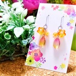 オレンジフラワー・ドロップピアス