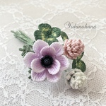 【販売】ブローチ〜アネモネとクローバー〜