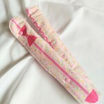 ずれが気にならない♡ 超ロング 水筒肩ひもカバー 【小花＆リボン／チェック】ピンク