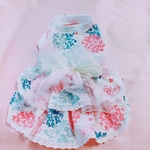 犬服オーダー☆☆👘犬服 浴衣白 紫陽花 小花 和柄 ワンピース