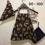 キッズ　エプロン☆もふもふシリーズ　北欧　くまさん　ブラウン☆90〜100