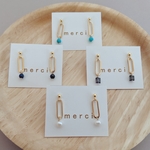 天然石のオーバルピアス◆merci天然石、14kgf、プレゼント、