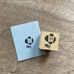 【レトロフラワー】イラストはんこ　2cm角　ラバースタンプ304