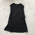 【夏前SALE】frenchlinen100% 定番夏ノースリーブブラックワンピース 