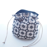 〔ハンドメイド〕ミナペルホネン　エアリーきんちゃく　anemone 新色ベージュ×choucho