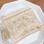 インド刺繍のファスナーポーチ