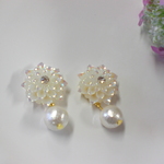 オーロラ☆ダリアとコットンパール☆ピアス＆イヤリング