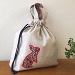 y–i–m様オーダー品 リバティうさぎ 持ち手付き 巾着袋