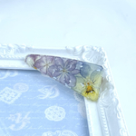 紫陽花とビオラのレジンヘアクリップ　バレッタ　ドライフラワー